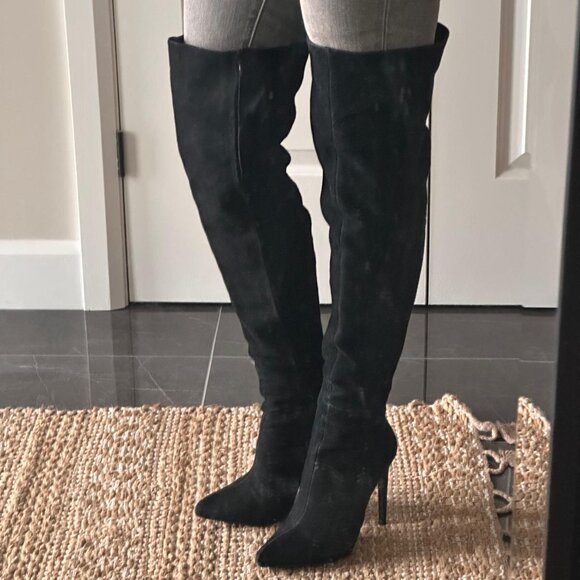 Black Over-the-knee Boots for Women real suede! - Picture 2 of 8
